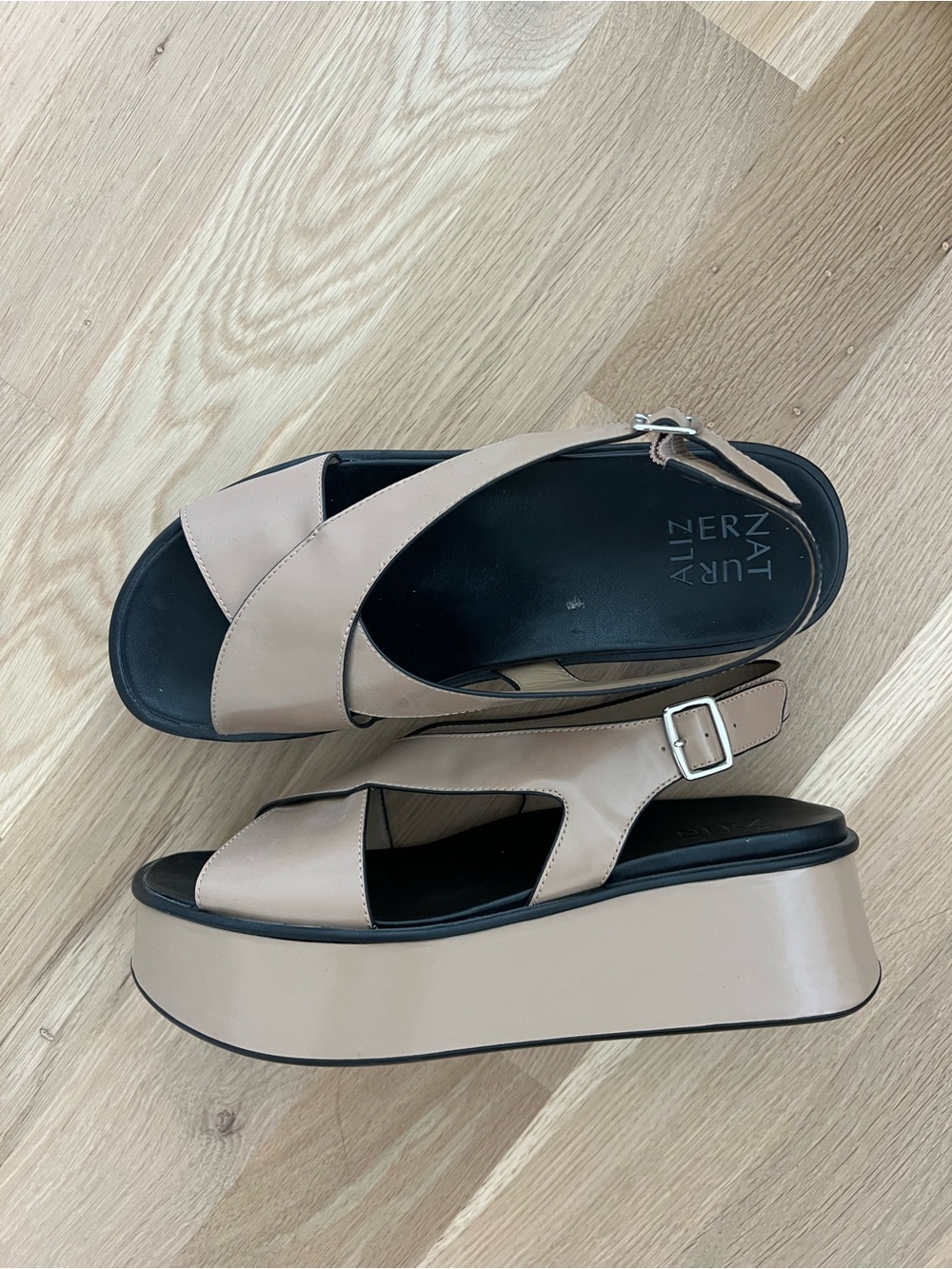 Naturalizer Beige Platform Slingback Sandals